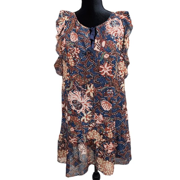 Madewell bohemian chiffon Dress with Flutter Sleeve Slip Dress Size S - Picture 3 of 7